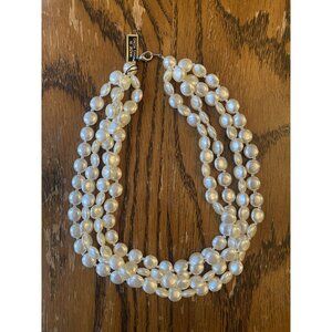 Vintage Multi-Strand Lucite Beaded Necklace Made In Hong Kong